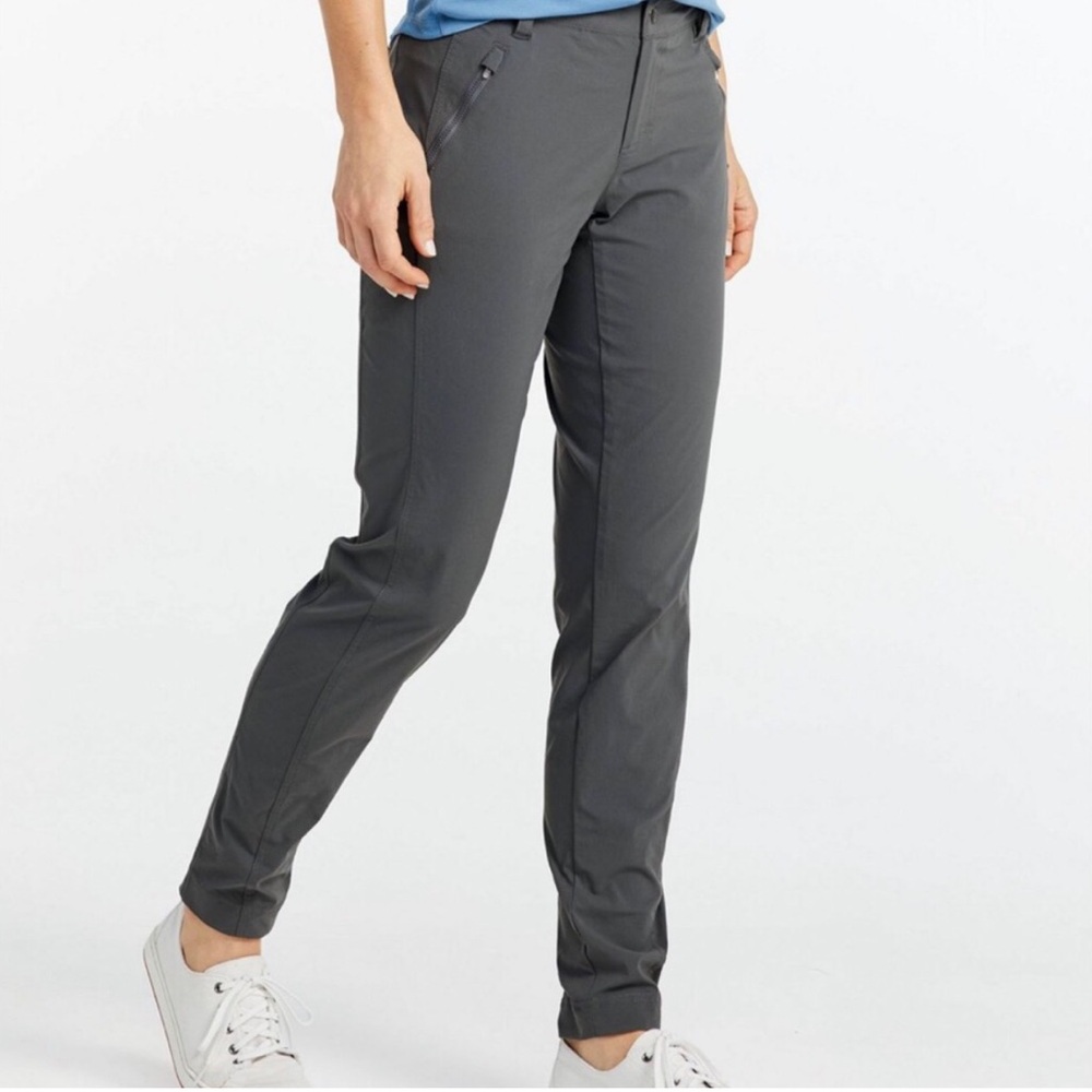 LL Bean Cresta Trail Hiking Slim Leg Pants Womens Gray Nylon Stretch Size 14